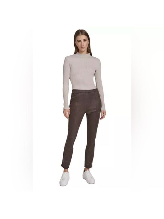 Andrew Marc Pants - Andrew Marc Pintuck Skinny Faux Suede Pants in Walnut